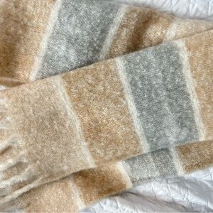 Cozy Striped Scarf in Gray and Tan